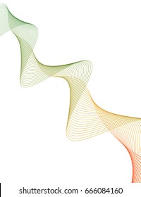 Wave of the many colored lines. Abstract wavy stripes on a white background isolated. Creative line art. Vector illustration EPS 10. Design elements created using the Blend Tool. Curved smooth tape