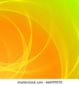 Wave of the many colored lines. Abstract wavy stripes on orange background. Creative line art. Vector illustration EPS 10. Design elements created using the Blend Tool. Curved smooth tape