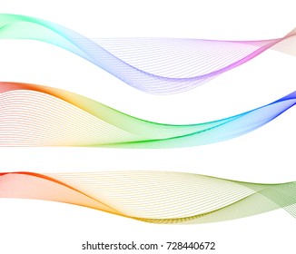 Wave of the many colored lines. Abstract wavy stripes on a white background isolated. Creative line art. Vector illustration EPS 10. Design elements created using the Blend Tool. Curved smooth tape