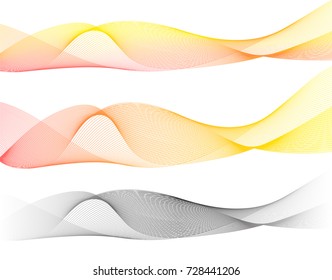 Wave of the many colored lines. Abstract wavy stripes on a white background isolated. Creative line art. Vector illustration EPS 10. Design elements created using the Blend Tool. Curved smooth tape