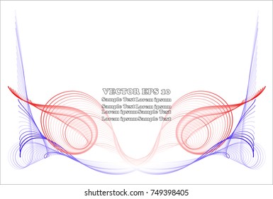 Wave of the many colored lines. Abstract wavy stripes on a white background isolated. Creative line art. Vector illustration EPS 10. Design elements created using the Blend Tool. Curved smooth tape