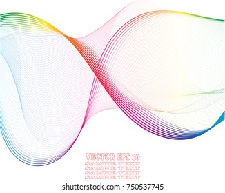 Wave of the many colored lines. Abstract wavy stripes on a white background isolated. Creative line art. Vector illustration EPS 10. Design elements created using the Blend Tool. Curved smooth tape