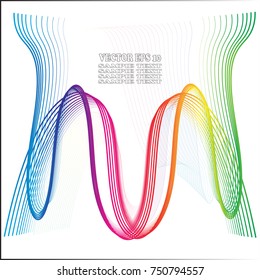 Wave of the many colored lines. Abstract wavy stripes on a white background isolated. Creative line art. Vector illustration EPS 10. Design elements created using the Blend Tool. Curved smooth tape