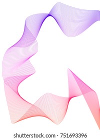 Wave of the many colored lines. Abstract wavy stripes on a white background isolated. Creative line art. Vector illustration EPS 10. Design elements created using the Blend Tool. Curved smooth tape