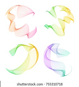 Wave of the many colored lines. Abstract wavy stripes on a white background isolated. Creative line art. Vector illustration EPS 10. Design elements created using the Blend Tool. Curved smooth tape