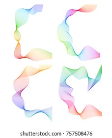 Wave of the many colored lines. Abstract wavy stripes on a white background isolated. Creative line art. Vector illustration EPS 10. Design elements created using the Blend Tool. Curved smooth tape