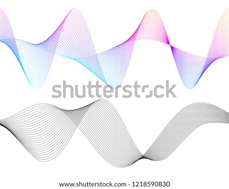Wave of the many colored lines. Abstract wavy stripes on a white background isolated. Creative line art. Vector illustration EPS 10. Design elements created using the Blend Tool. Curved smooth tape