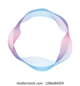 Wave of many colored lines circle frame.  Creative line art. Design elements created using the Blend Tool.
