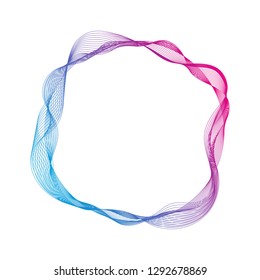 Wave of many colored lines circle frame.  Creative line art. Design elements created using the Blend Tool.