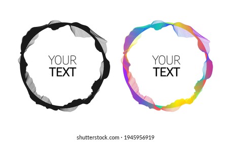 Onda de muchas líneas de color de marco de círculo. Fondo abstracto minimalista. Arte de línea creativa. Elementos de diseño creados con la herramienta Mezcla.