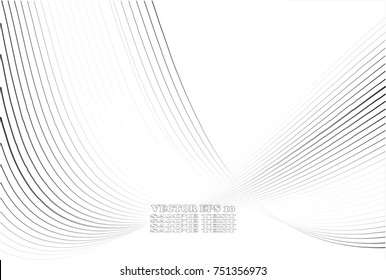 Wave of the many gray lines. Abstract wavy stripes on a white background isolated. Creative line art. Vector illustration EPS 10. Design elements created using the Blend Tool. Curved smooth tape
