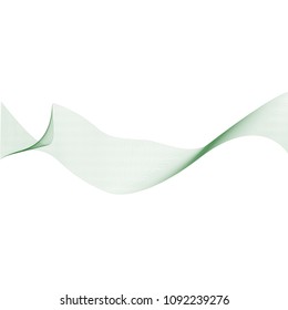Wave of many green lines. Abstract wavy stripes on white background.
