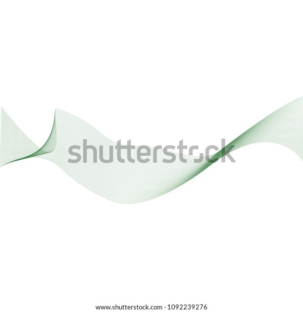 Wave of many green lines. Abstract wavy\
stripes on white\
background.