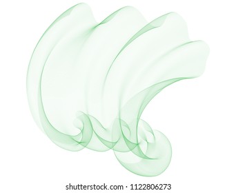 Wave of many green lines on dark blue background. Vector.