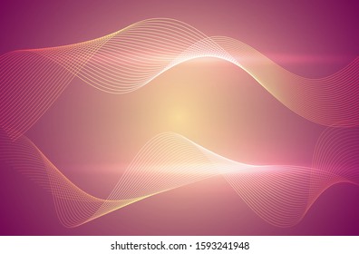 Wave many lines. Abstract wavy stripes on purple blue background. Creative line art colorful gradient. Vector illustration EPS 10. Design elements created using the Blend Tool for booklet layout, well