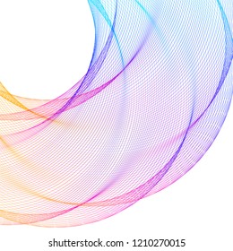 Wave of the many purple lines. Abstract wavy stripes on a white background isolated. Creative line art. Vector illustration EPS 10. Design elements created using the Blend Tool. Curved smooth tape