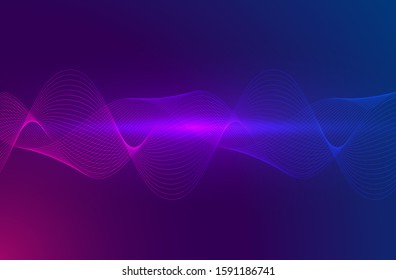 Wave of the many purple lines. Abstract wavy stripes on a white background isolated. Creative line art. Vector illustration EPS 10. Design elements created using the Blend Tool. Curved smooth tape