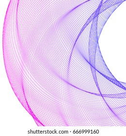 Wave of the many purple lines. Abstract wavy stripes on a white background isolated. Creative line art. Vector illustration EPS 10. Design elements created using the Blend Tool. Curved smooth tape