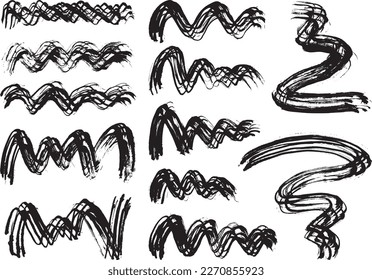 Wave material collection drawn with a brush