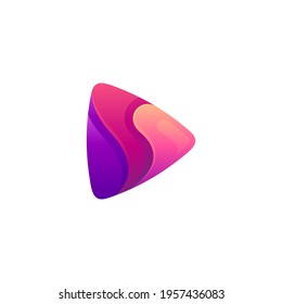 Wave media play logo design template ready for use