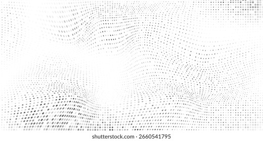 Textura de degradado de semitono punteado de malla ondulada. Fondo de lunares desapareciendo. Diseño de puntos de repetición abstracto
