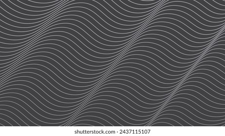 In: Wave minimal linear monochrome abstract background. Vektor schwarze und weiße gebogene Linien Muster.
