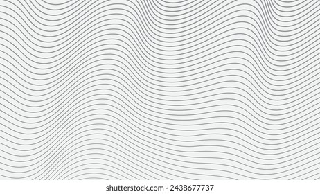 wave minimal linear monochrome abstract background. Vector black and white curved lines pattern.
