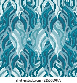 Patrón sin fisuras de mosaico ondulado. Ornamento líquido abstracto. Papel pintado de líneas blandas decorativas. Diseño para tela, impresión textil, papel de envoltura, cubierta. Ilustración del vector