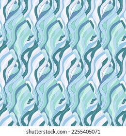 Wave mosaic seamless patern. Abstract liquid ornament. Decorative soft lines wallpaper. Design for fabric, textile print, wrapping paper, cover. Vector illustration