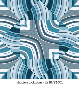 Patrón sin fisuras de mosaico ondulado. Fondo de pantalla con líneas decorativas. Ornamento interminable geométrico lineal dibujado a mano. Diseño para tela, impresión textil, papel de envoltura, cubierta. Ilustración del vector