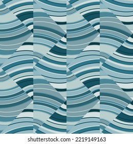 Wave mosaic seamless patern. Decorative lines wallpaper. Hand drawn linear geometric endless ornament. Design for fabric, textile print, wrapping paper, cover. Vector illustration