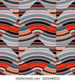 Patrón sin fisuras de mosaico ondulado. Fondo de pantalla con líneas decorativas. Ornamento interminable geométrico lineal dibujado a mano. Diseño para tela, impresión textil, papel de envoltura, cubierta. Ilustración del vector