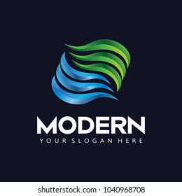 Wave and Mountain logo combination. Drop and eco symbol or icon.