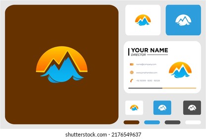 Wave and mountain logo design