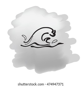 Wave movement brush drawing cartoon