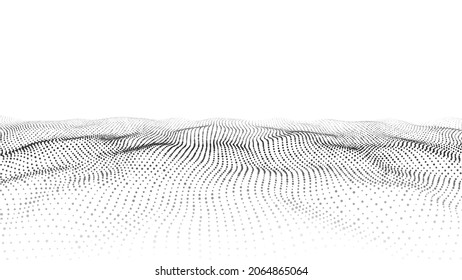 Ola de puntos en movimiento. Resumen de fondo blanco. Ilustración vectorial 3d.