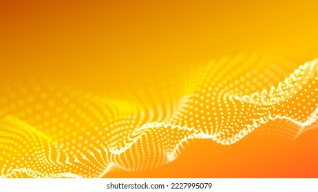 Wave of moving dots on an abstract background. 3D Vector illustration.
