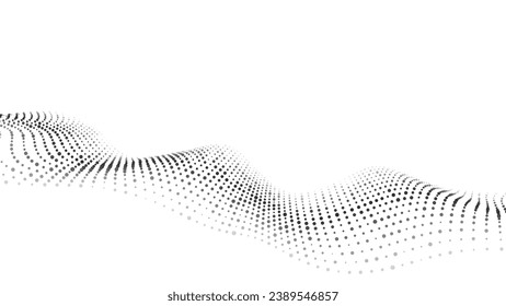 Wave of moving particles on a white background. Big data transfer.Abstract vector 3d illustrations.