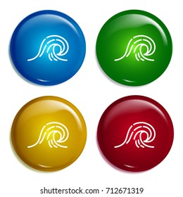 Wave multi color gradient glossy badge icon set. Realistic shiny badge icon or logo mockup