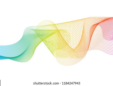 Wave of multi-colored line patterns and design elements created. Creative ribbon on a white background. Vector illustration EPS 10.