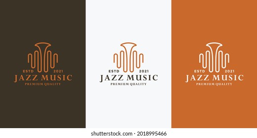 wave music jazz logo design template for musician, musical instrument shop