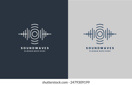 Wave music player logo element. Logo template electronic music, equalizer, store, audio wave logo concept.