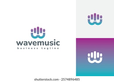 wave music w letter logo vector