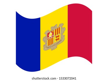 Wave National flag of Andorra. Vector illustration