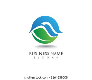 Wave nature and leaf  logo