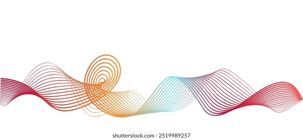 Onda de colores de neón, degradado, fondo blanco, espacio de copia, Vector