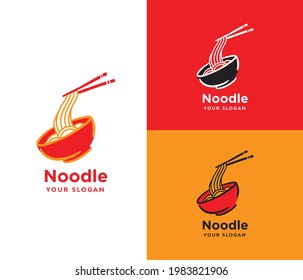 Wave noodle restaurant food logo