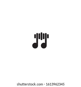 wave note music logo template, black silhouette