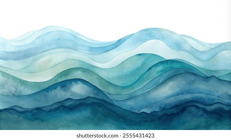 A wave in the ocean. The blue color of the wave is very prominent and it seems to be very calm and peaceful. The painting has a serene and tranquil mood