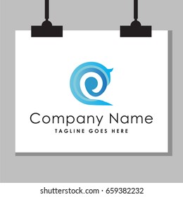 wave ocean blue logo template 